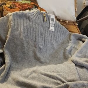 Karen Scott Light Gray Ribbed Sweater and Almond Khaki. Brand new x 2. Sz. 1X